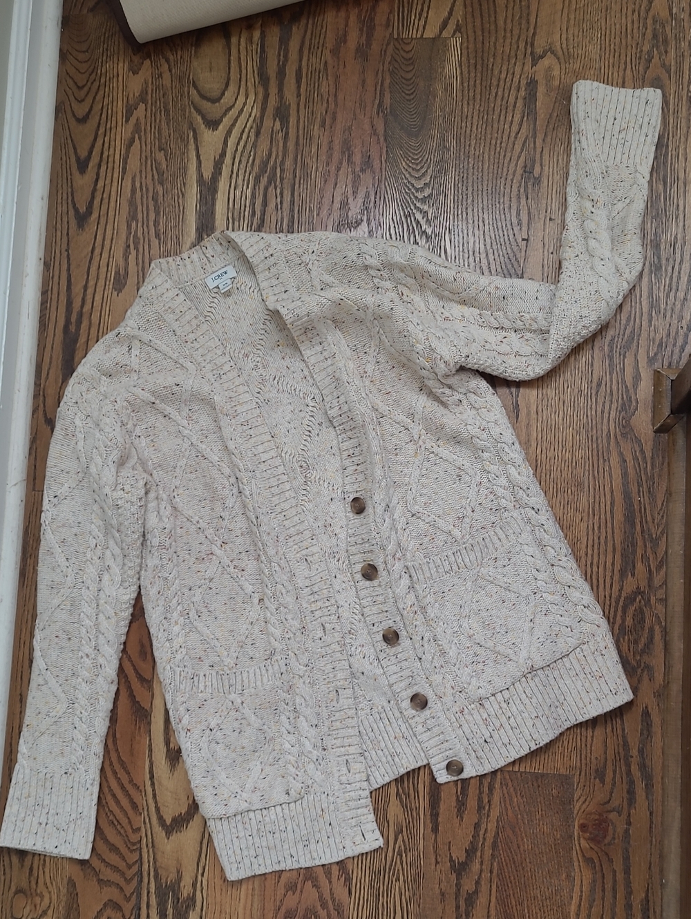 J Crew Factory Cream Cable-Knit Button Cardigan Sweater Size XS